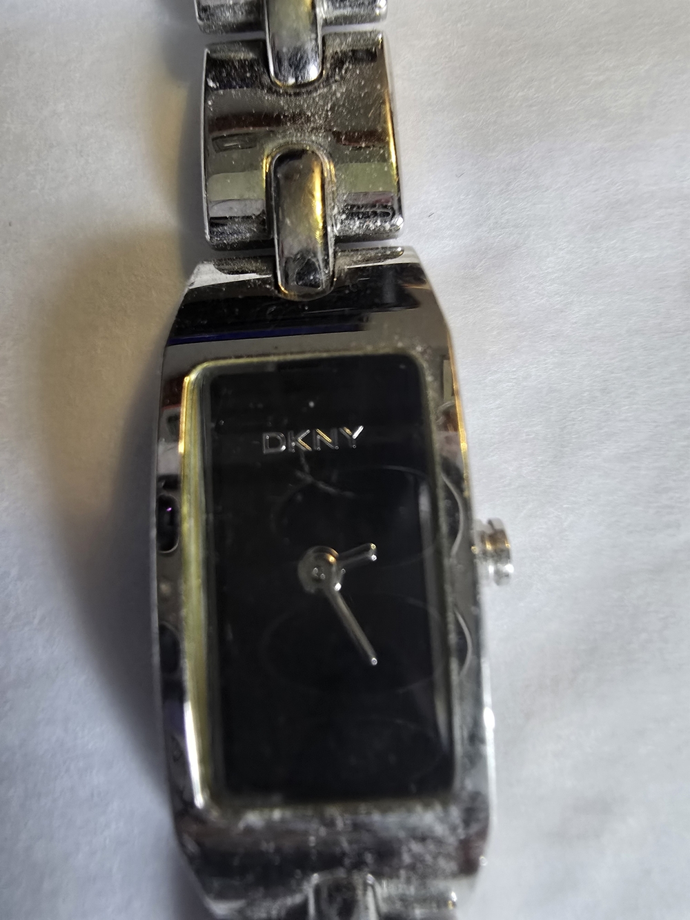 DKNY Silver Stainless Steel Bracelet Watch Y2K
